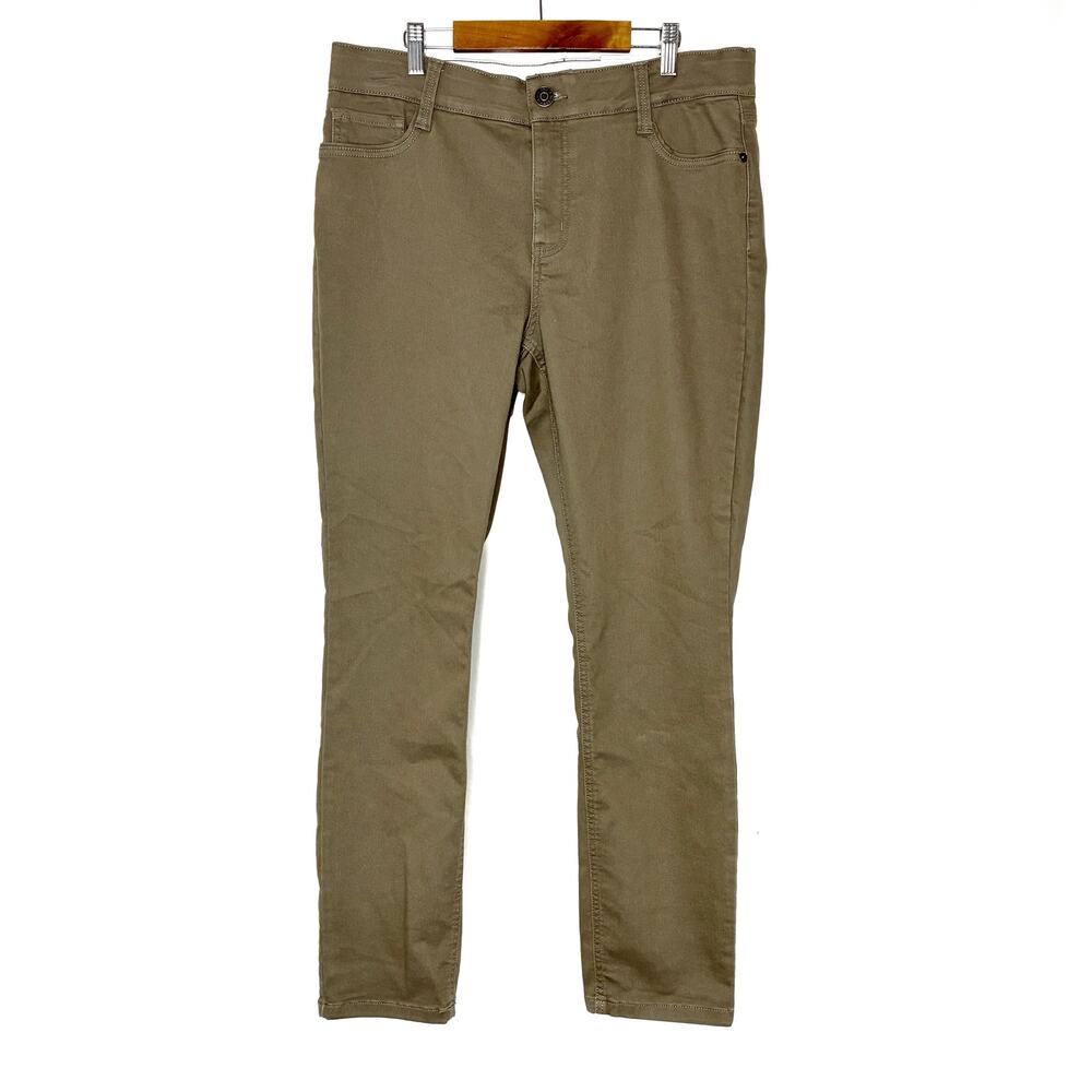 Liz Claiborne Walnut Sara Slim Mid-Rise Dress Pants Cotton Blend NWT Womens 12